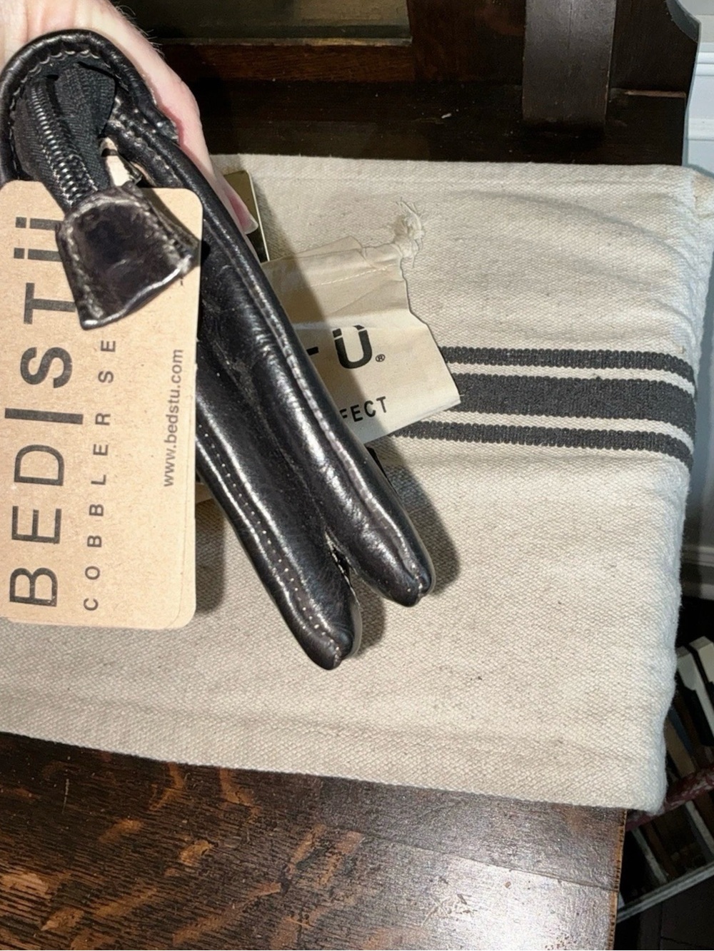 NWT Bed Stu Leather Ziggy Clutch Crossbody Belt Bag Black Rustic MSRP $210 - Picture 7 of 16